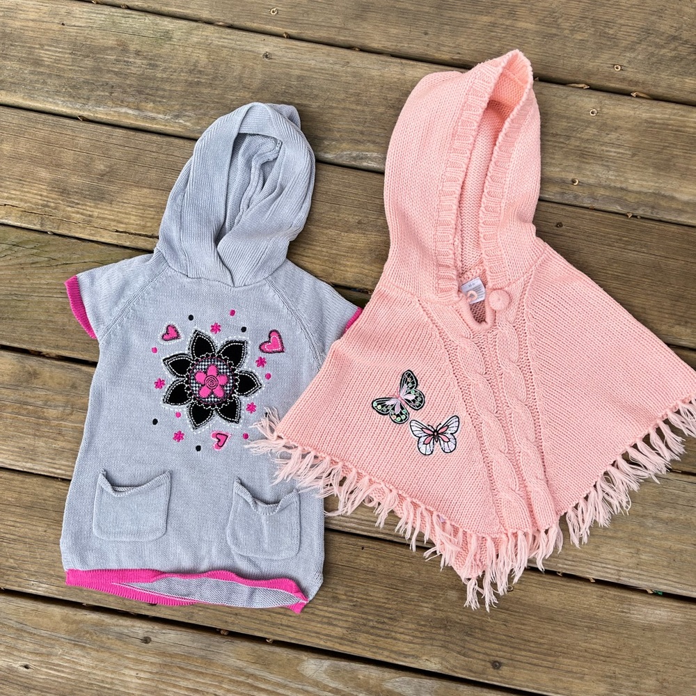 18 months girls peach poncho and gray tunic
